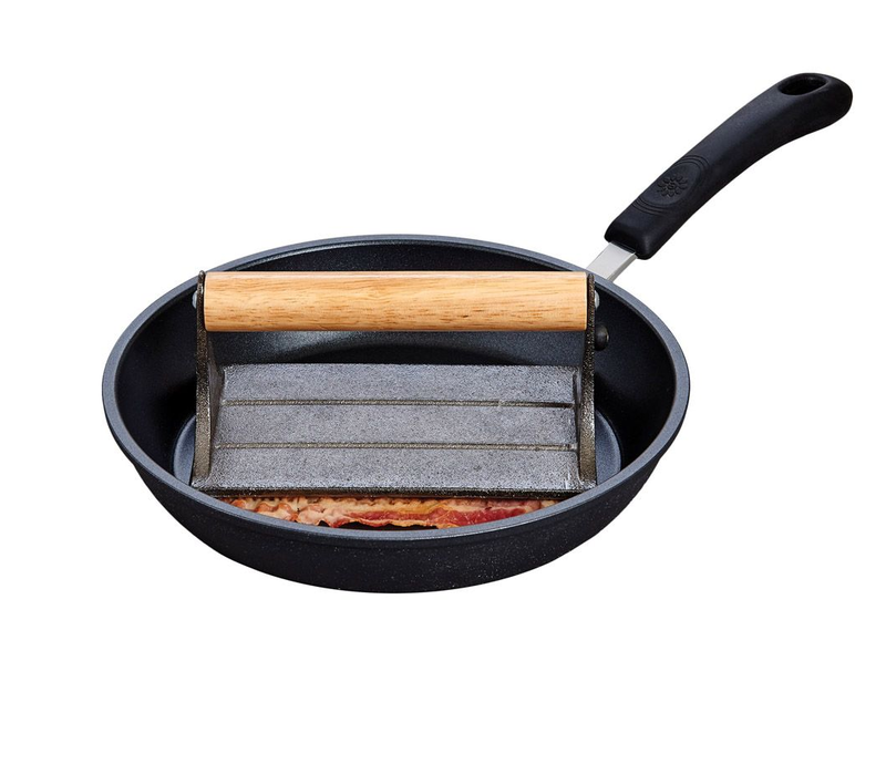 HIC, Bacon Press Wood Handle, Cast Iron