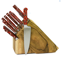 Lamson FIRE Premier Forged 22-Pc Knife Set-Natural Walnut Block, Fine Edge Steak Knives