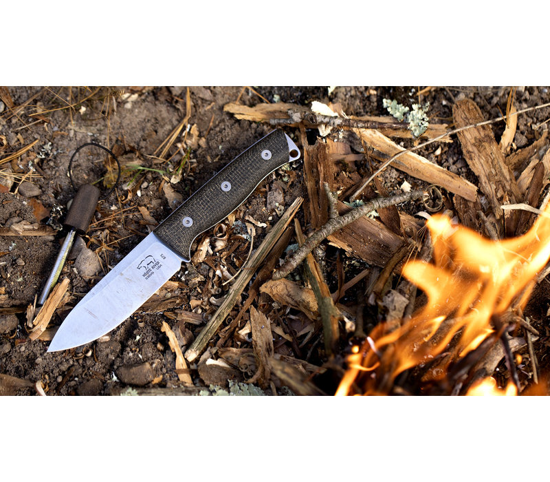 White River Knife & Tool Ursus 45 Natural Burlap Micarta, CPM Magna-Cut