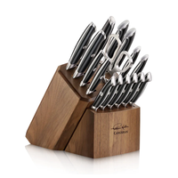 Cangshan Thomas Keller Signature Collection 17-Piece Knife Block Set- Black, Walnut Block