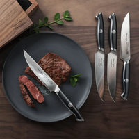 Cangshan, Thomas Keller 4pc Steak Knife Set Black Handle with Walnut Box