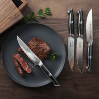 Cangshan, Thomas Keller Signature Collection 4-Piece Fine Edge Steak Knife Set with Walnut Box- Black