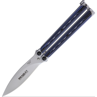 Bradley Cutlery Kimura Butterfly Knife- 154CM Stainless, Blue & Black G-10 Handle