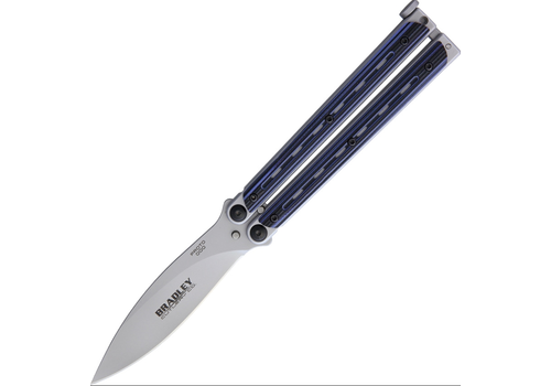 Bradley Cutlery Kimura Butterfly Knife- 154CM Stainless, Blue & Black G-10 Handle