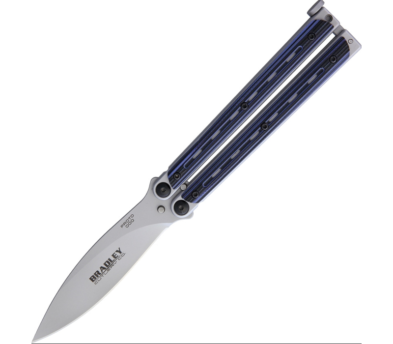 Bradley Cutlery Kimura Butterfly Knife 154CM, Blue & Black G-10 Handle