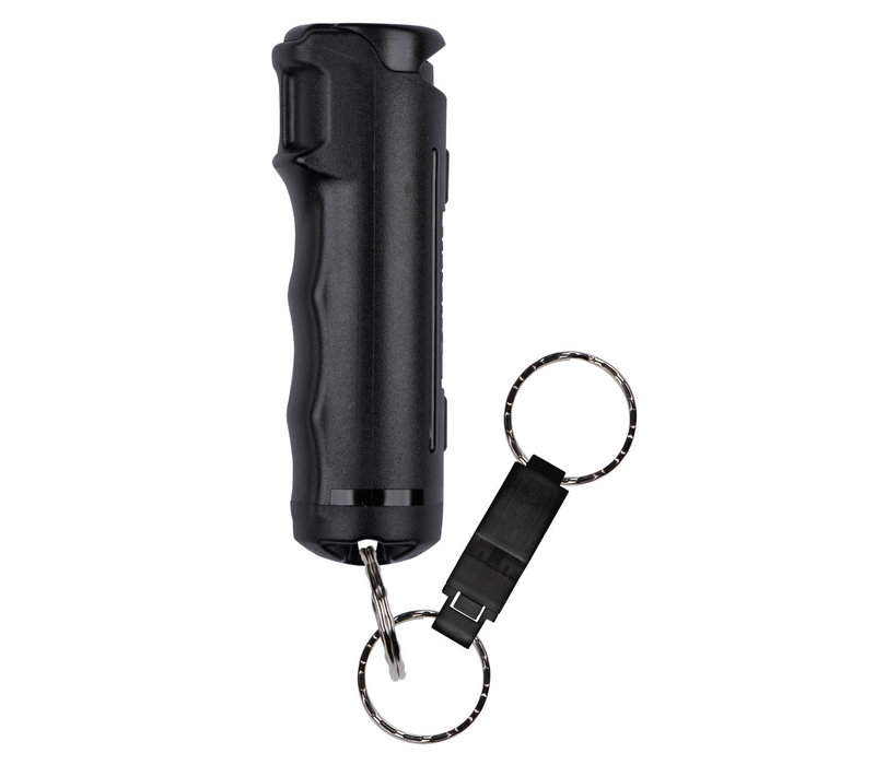 SABRE 2-in-1 Pepper Gel with Detachable Safety Whistle Keychain- Black