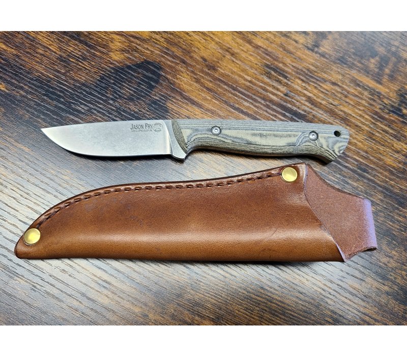 White River-Jason Fry Custom Hunting Knife - Black & O.D. Linen Micarta, S35VN Steel