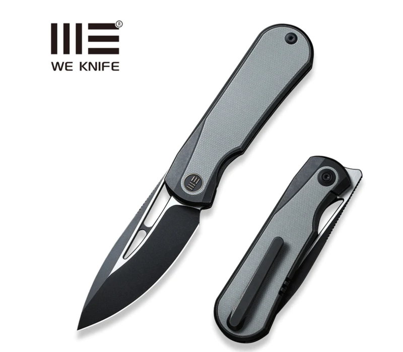 WE Knife Baloo Front Flipper Gray G10 Inlaid Black Titanium Handle, CPM 20CV