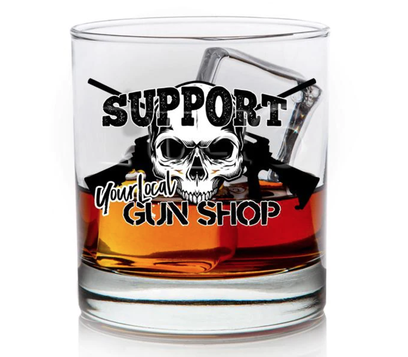 Lucky Shot Whiskey Glass - Support Your Local Gun Shop