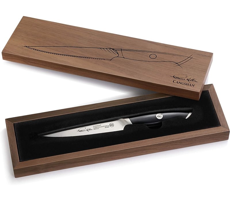 Cangshan Thomas Keller Signature Collection  5" Serrated Utility Knife with Walnut Box- Black