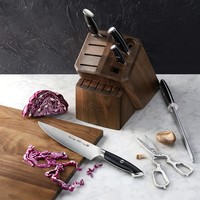 Cangshan Thomas Keller 7pc Block Set Black Handles, Walnut Block