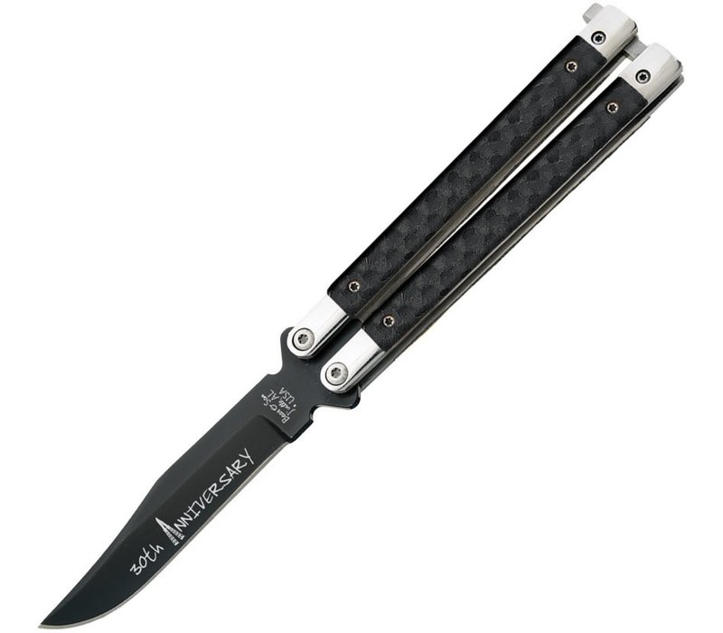 Bear & Son Limited Edition 30th Anniversary Butterfly Knife- Carbon Fiber Handle & Black S35VN Blade