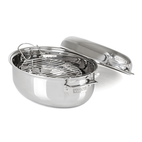 Viking 3-Ply 18/8 Stainless 8.5 Qt Oval Roaster-Metal Induction Lid & Rack
