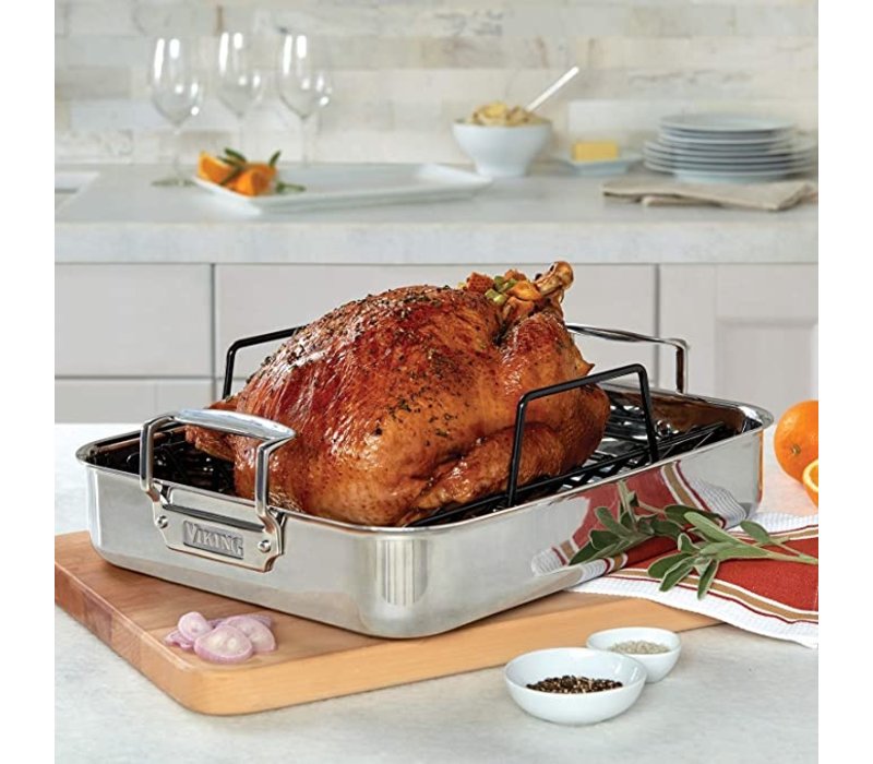 Viking 3-Ply 18/8 Stainless Roasting Pan with Non-Stick Rack