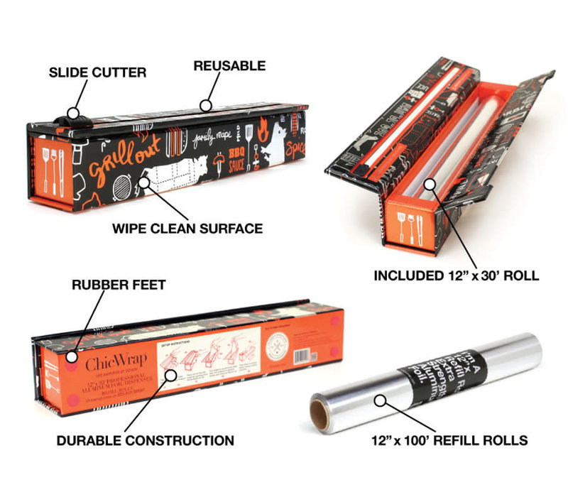 ChicWrap Foil Dispenser- BBQ Grill 12"x30'