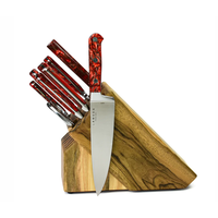 Lamson, Fire Series 10 Piece Premier Forged Knife Block Set, Nautral Walnut Block