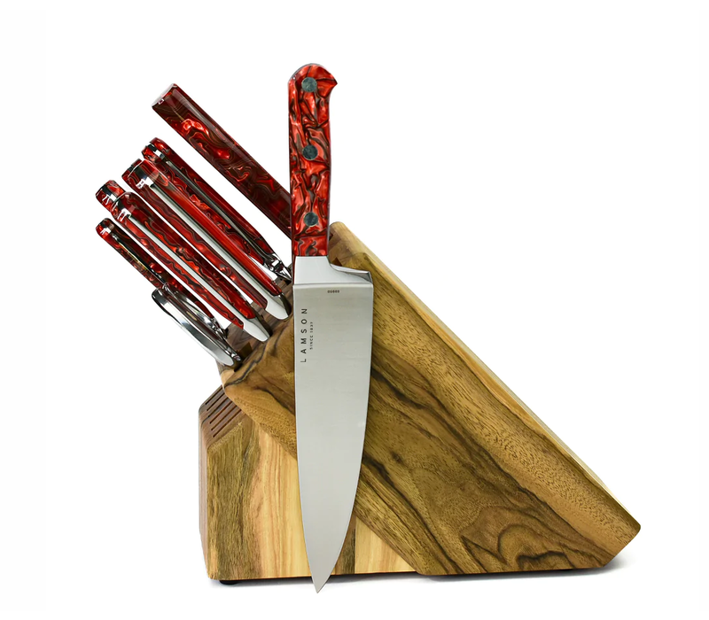 Lamson, Fire Series 10 Piece Premier Forged Knife Block Set, Nautral Walnut Block