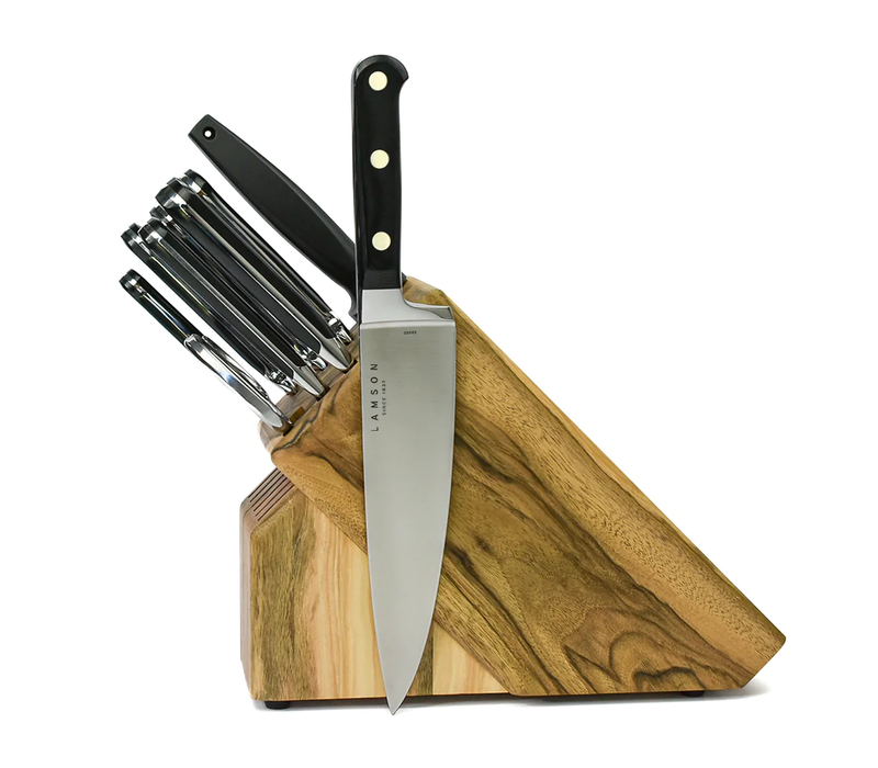 Lamson Premier Forged 10-Pc Knife Block Set- Natural Walnut Block, MIDNIGHT Series