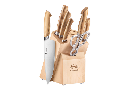 Cangshan 501684--Cangshan, OLIV Series 8pc Knife Block Set- Maple Block