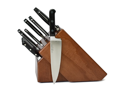 Lamson Lamson MIDNIGHT Premier Forged 20-Pc Knife Block Set- Dark Maple Block, Fine Edge Steak Knives