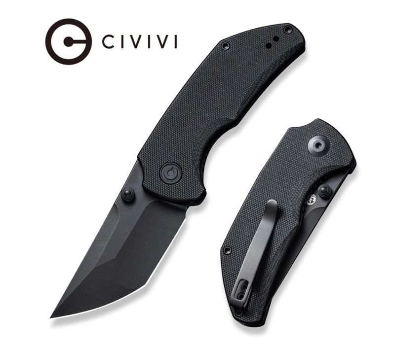 Civivi Thug 2 Flipper Knife-Black Tanto Nitro V Blade & Black G10 Handle