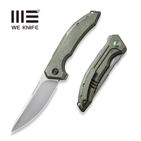 WE Knife Quixotic Flipper Knife- Green Titanium Handle, CPM 20CV Blade