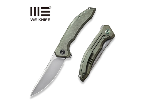 WE Knife Co. WE Knife Quixotic Flipper Knife- Green Titanium Handle, CPM 20CV Blade