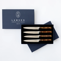 Lamson Walnut Series 5″ Premier Forged Steak Knives, 4-Piece Set, Fine-Edge