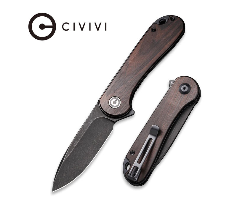 CIVIVI  Elementum Flipper Knife, Black Ebony Handle, Black D2 Blade