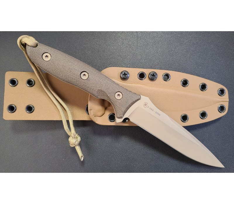 Spartan Blades Moros Fighter Combat Utility Knife- Flat Dark Earth CPM S45VN Blade, Green Micarta Handle