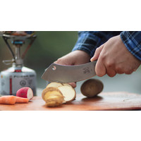 White River Camp Cleaver Natural Burlap Micarta, CPM S35VN