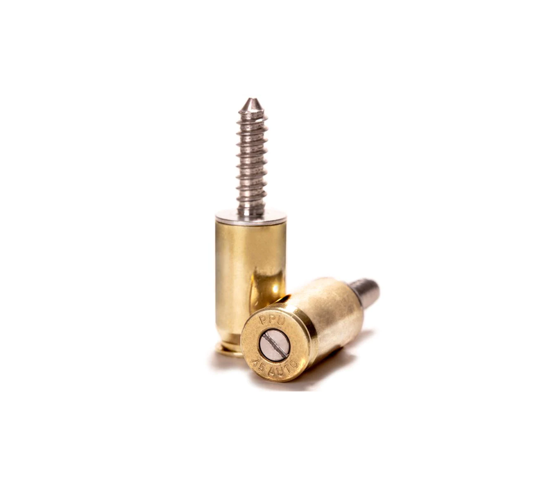 Lucky Shot .45 Caliber Bullet License Plate Fasteners (2 Pcs) - Brass