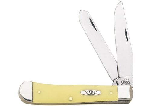 Case & Sons Cutlery Co. Case Cutlery Trapper with a carbon steel blade and a yellow delrin handle