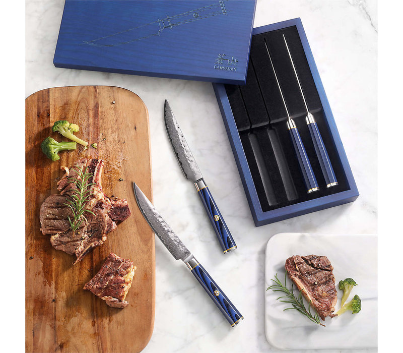 Cangshan Kita Series 4pc Steak Knife Set With Ash Box - Fine Edge