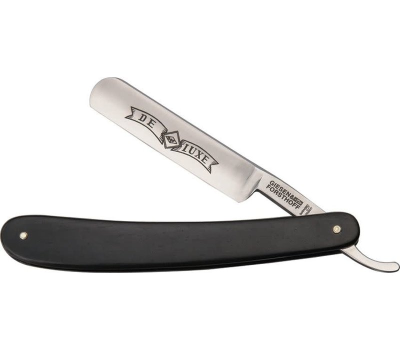 Giesen & Forsthoff Straight Razor - 5/8" Wide Carbon Steel Blade,  Ebony Wood Handle