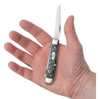 Case Cutlery Mini Trapper-Pocket Worn Crandall Jig Gray Bone, CV Carbon Steel