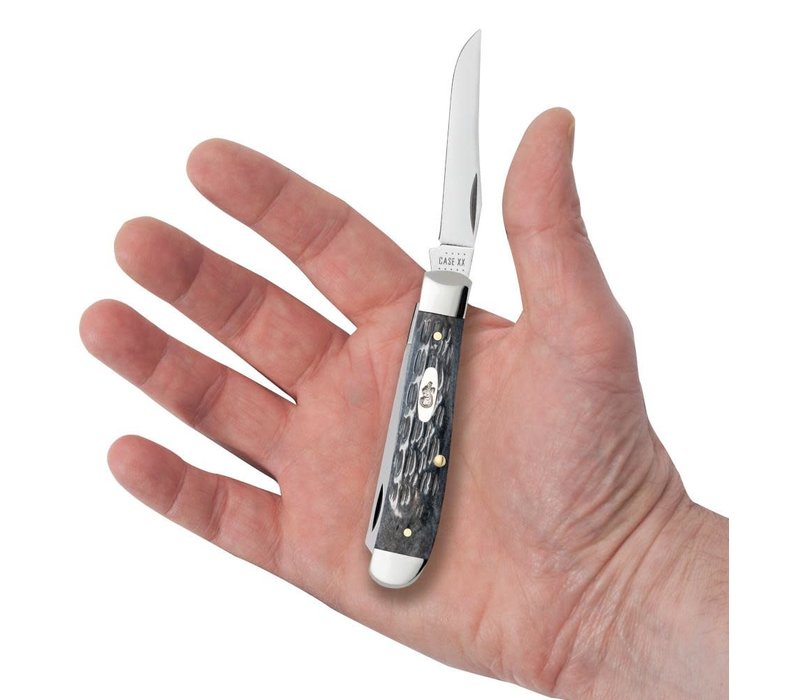 Case Cutlery Mini Trapper-Pocket Worn Crandall Jig Gray Bone, CV Carbon Steel