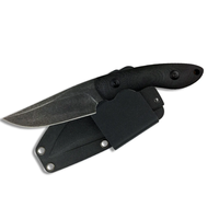 ABKT Shadow Predator Fixed Blade-  Black G10 Handle, Stonewashed D2 Steel