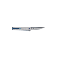 CRKT CEO Microflipper Drop Point Blade, Textured Silver Aluminum Handle