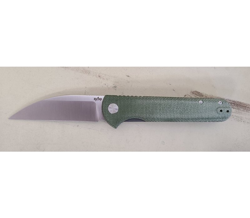B'yond EDC Slim Flipper Knife, OD Green Micarta Handle