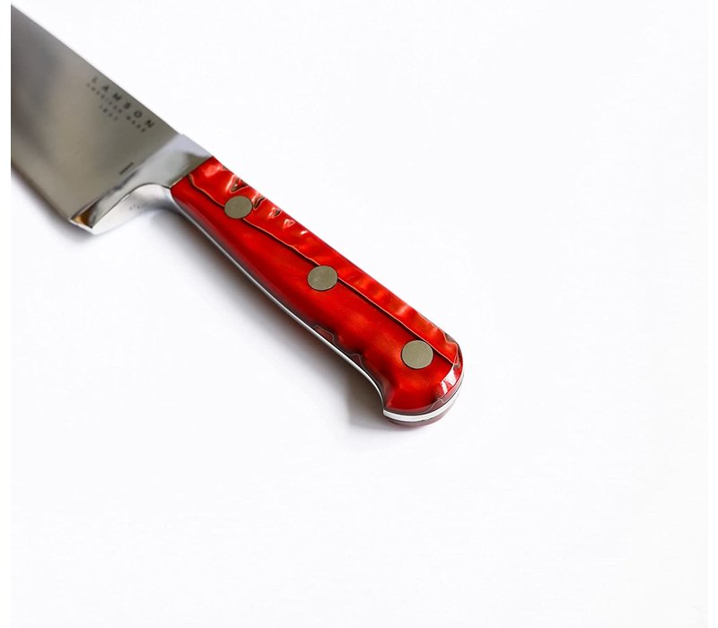 Lamson Fire Series 7″ Premier Forged Nakiri Knife with Kullenschliff (Granton) Edge