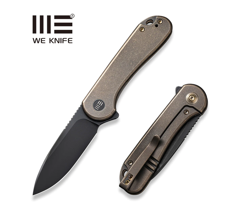 WE Knife  Elementum Flipper Knife- Black CPM 20CV Blade, Bronze Titanium Handle
