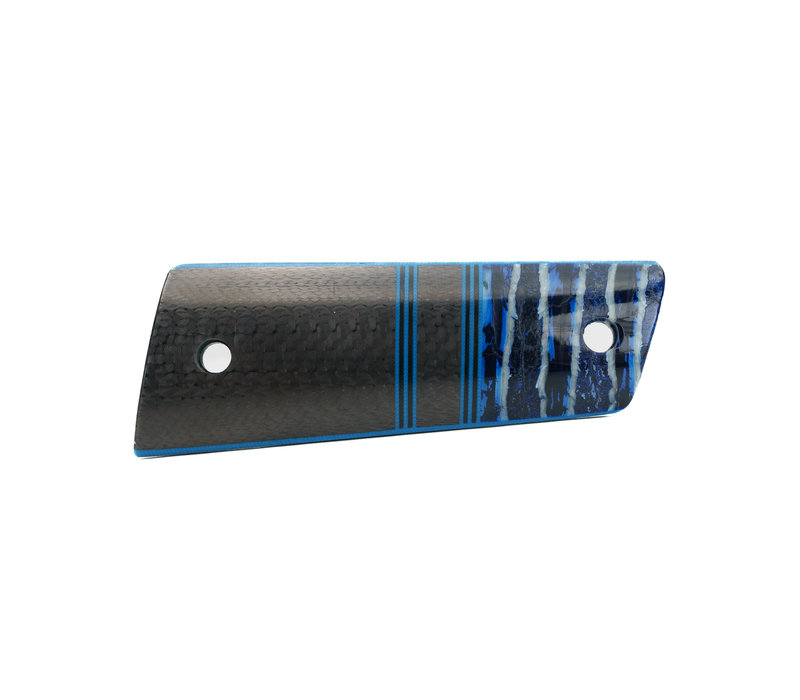 Santa Fe Stoneworks Segmented 1911 Grips- Blue Mammoth Tooth, Carbon Fiber, Blue G10 Accents