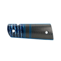 Santa Fe Stoneworks Segmented 1911 Grips- Blue Mammoth Tooth, Carbon Fiber, Blue G10 Accents
