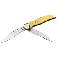 Boker Traditional Series 2.0 Folding Hunter-Yellow Delrin, D2 Steel, Leather Sheath