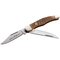 Boker Traditional Series 2.0 Folding Hunter, Brown Jig Bone, D2, Leather Sheath