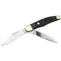 Boker Traditional Series 2.0 Folding Hunter Black Jig Bone, D2, Leather Sheath