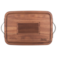 Viking Acacia Carving Board with Juice Well and Metal Handle