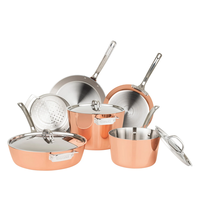 Viking Contemporary 4-Ply Copper Clad 9 Piece Cookware Set with Metal Lids
