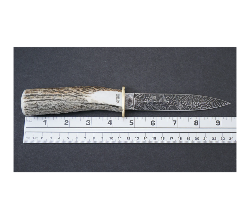 Silver Stag Damascus Dagger- Elk Stick Handle